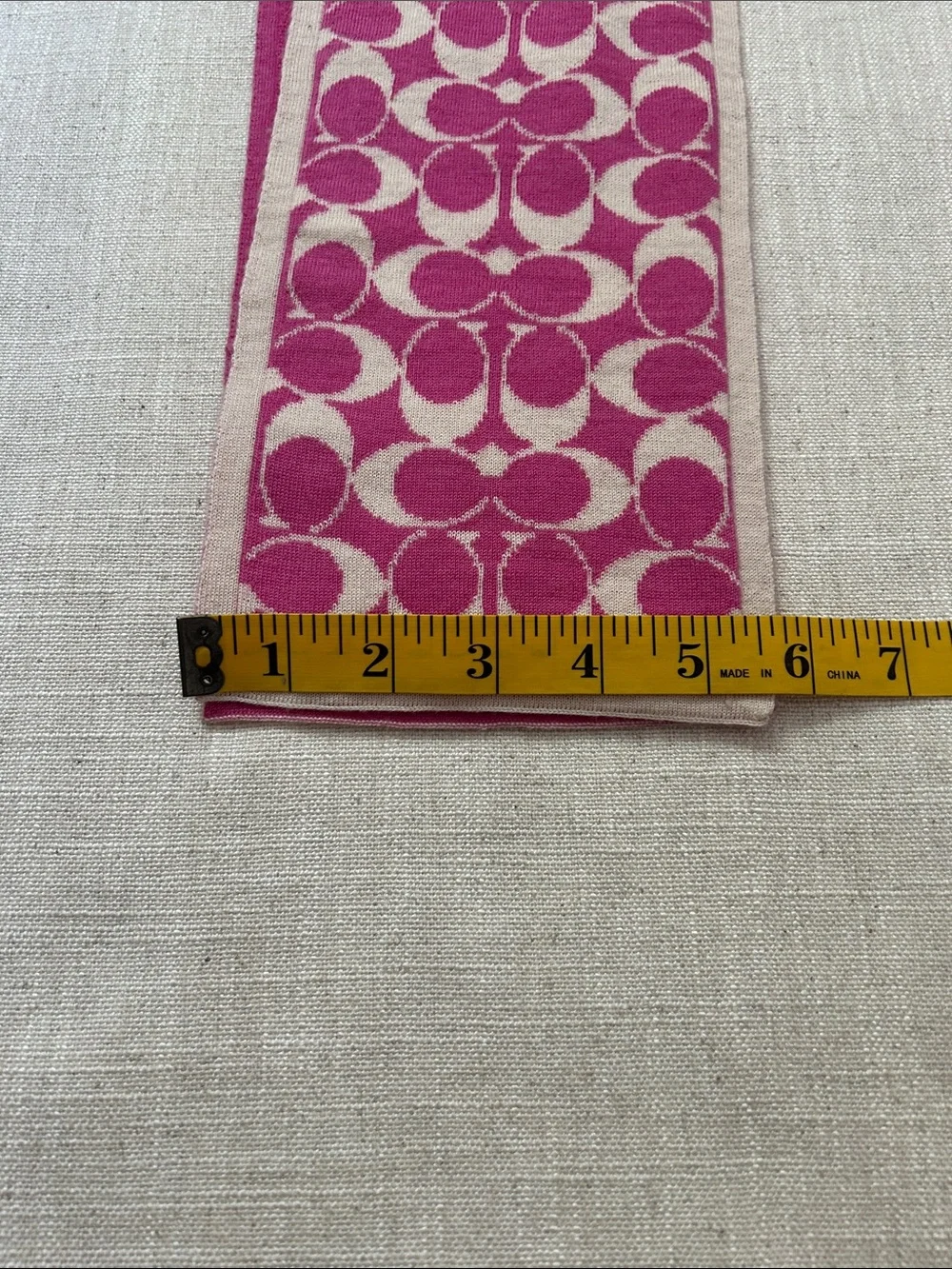 Coach Merino Wool Scarf Pink/Cream Polka Dot Reversible